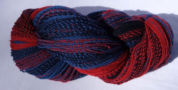 Laine filée shetland rouge et bleu – fractale 1197