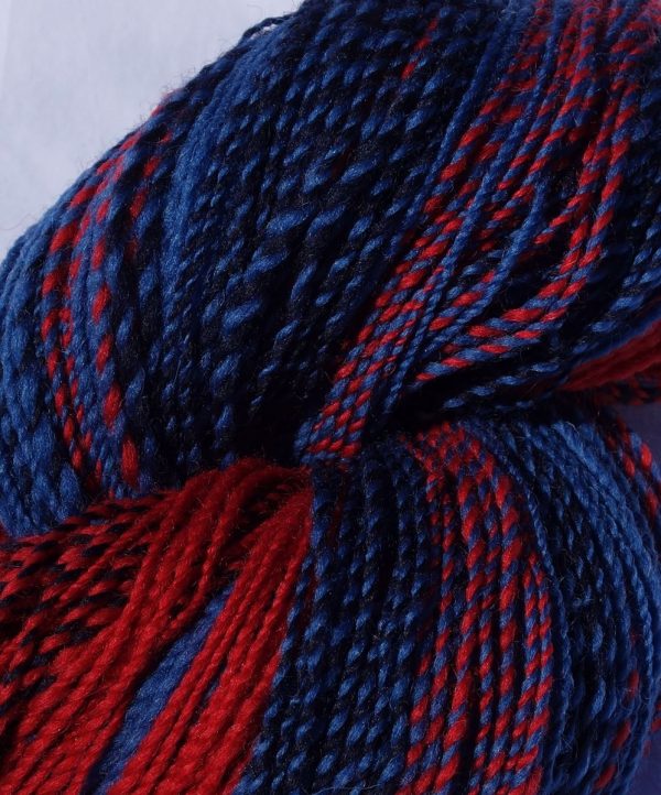 Laine filée shetland rouge et bleu – fractale 1197