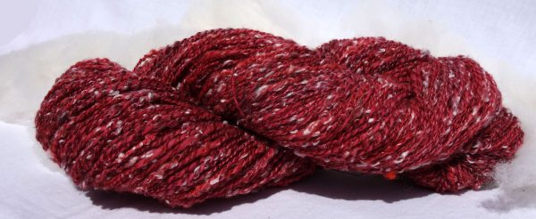 Laine filée main - mérinos et tweed rouge 1350-1351